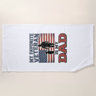 Toalla De Playa Diseño de camiseta patriótica Mi padre es mi veter