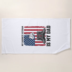 Toalla De Playa Diseño de camiseta patriótica Mi padre es mi veter