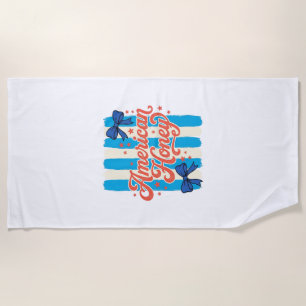 Toalla De Playa Diseño de camiseta vintage con lazo patriótico Ame