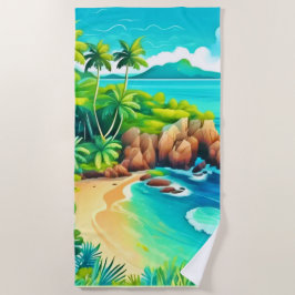 Toalla De Playa Diseño de colisiones costeras tropicales