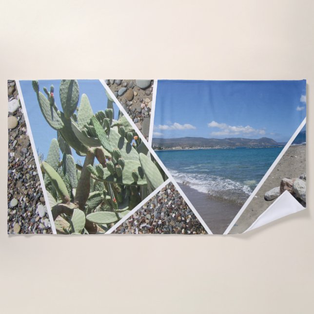 Toalla De Playa Diseño de Collage mediterráneo (Anverso)