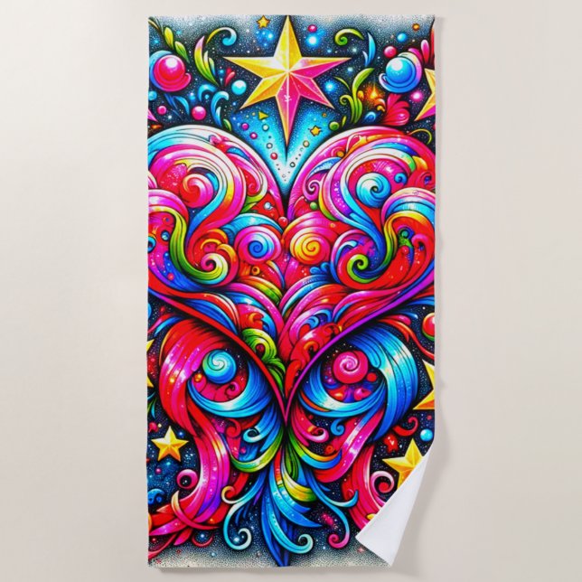 Toalla De Playa Diseño de corazón (Anverso)