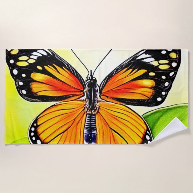 Toalla De Playa Diseño de detalles de ala mariposa (Anverso)