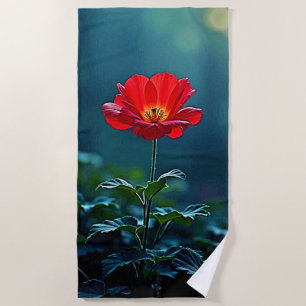 Toalla De Playa Diseño de enfoque de flor roja única