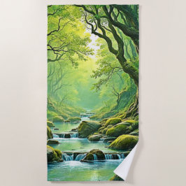 Toalla De Playa Diseño de flujo forestal encantado