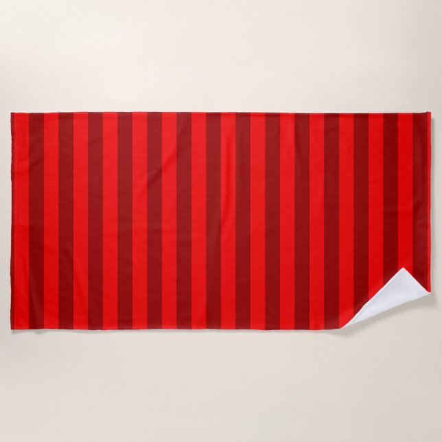 Toalla De Playa Diseño de franjas rojas y maroon (Anverso)