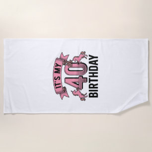 Toalla De Playa Diseño de grabado vintage de unicornio para cumple