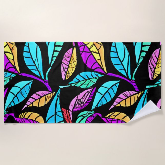 Toalla De Playa Diseño de hojas de vidrio mantenidas (Anverso)