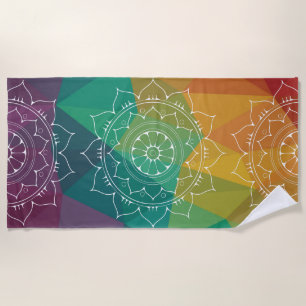 Toalla De Playa Diseño de india de yoga Mandala con formas geométr
