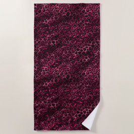 Toalla De Playa Diseño de la serie Leopardo de Borgoña y Oro 9