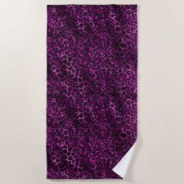 Toalla De Playa Diseño de la serie Leopardo de oro y púrpura 3