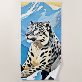 Toalla De Playa Diseño de leopardo de la nieve salvaje