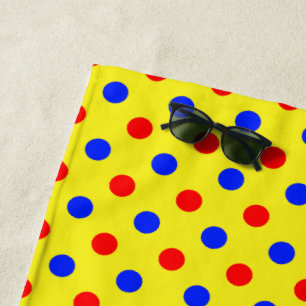 Toalla De Playa Diseño de lunares amarillos rojos azules