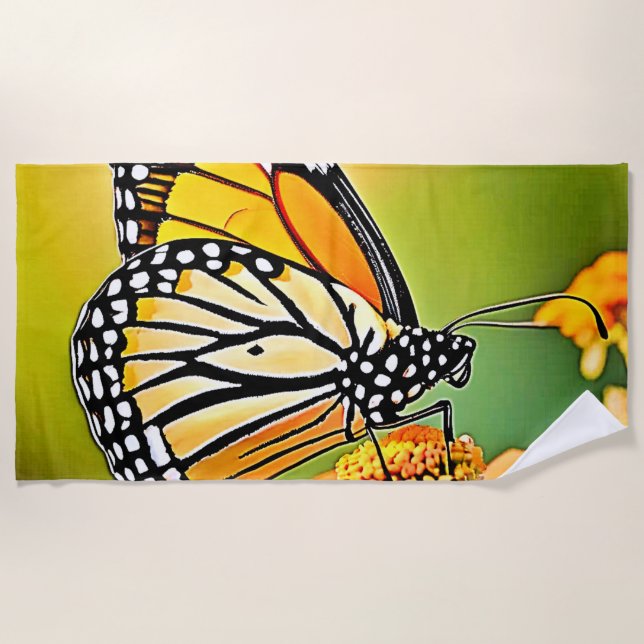 Toalla De Playa Diseño de mariposa monarca (Anverso)