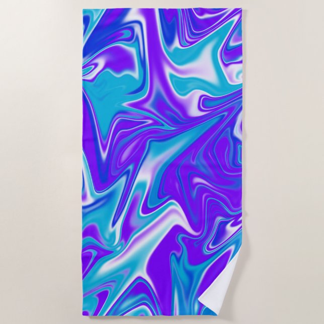 Toalla De Playa Diseño De Mármol Púrpura Y Azul, (Anverso)