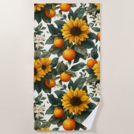 Toalla De Playa Diseño de otoño de girasoles y Naranjas