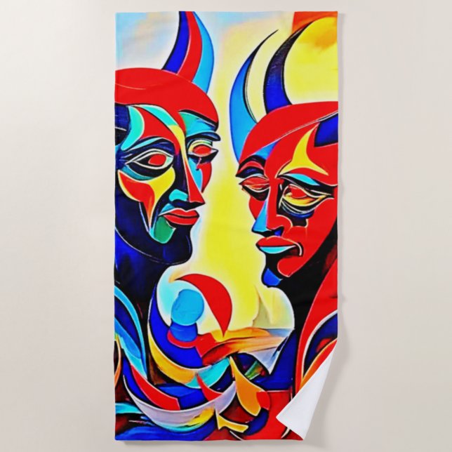 Toalla De Playa Diseño de pares de espíritus vivos (Anverso)