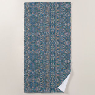 Toalla De Playa Diseño de patrón alterno beige azul y gris 