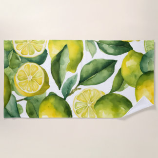 Toalla De Playa Diseño de patrón de acuarela de limones