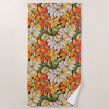 Diseño de Patrón Floral Retro Vibrante