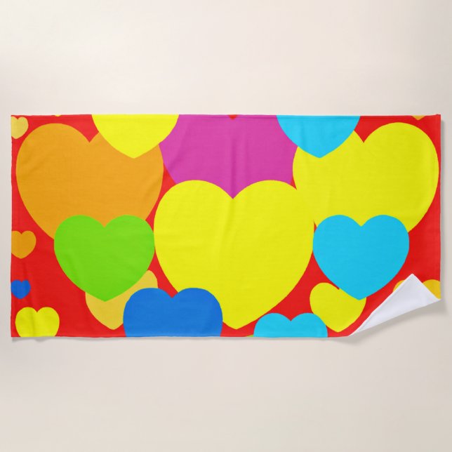 Toalla De Playa Diseño de patrones de corazón (Anverso)