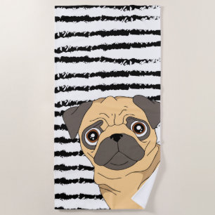 Toalla De Playa Diseño de patrones de cuajo pug