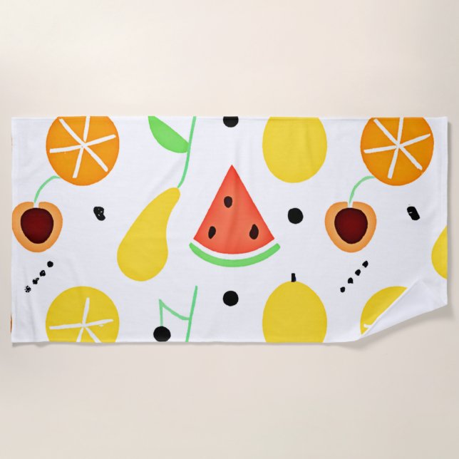 Toalla De Playa Diseño de patrones de frutas tropicales (Anverso)