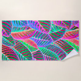 Toalla De Playa Diseño de patrones de hojas vívidas