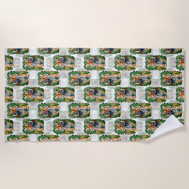 Toalla De Playa Diseño de patrones de tigre (Anverso)