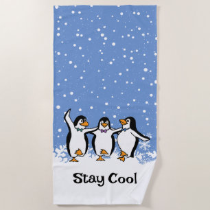 Toalla De Playa Diseño de pingüinos bailando