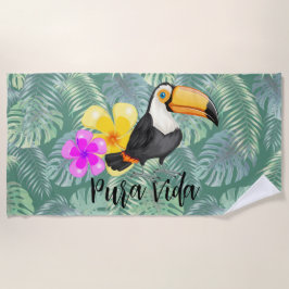 Toalla De Playa Diseño de Pura Vida Tropical Toucan