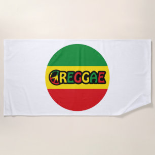 Toalla De Playa Diseño de reggae con colores de bandera reggae