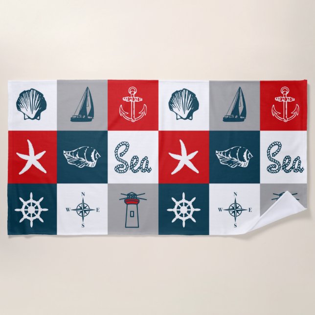 Toalla De Playa Diseño de temática náutica (Anverso)