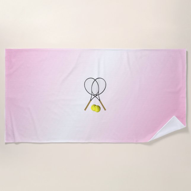 Toalla De Playa Diseño de tenis rosa (Anverso)