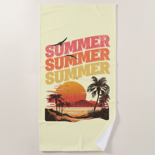 Toalla De Playa Diseño de texto de verano (Anverso)
