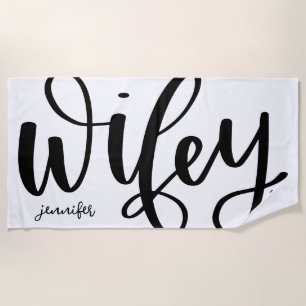 Toalla De Playa Diseño de tipografía recién casada Wifey