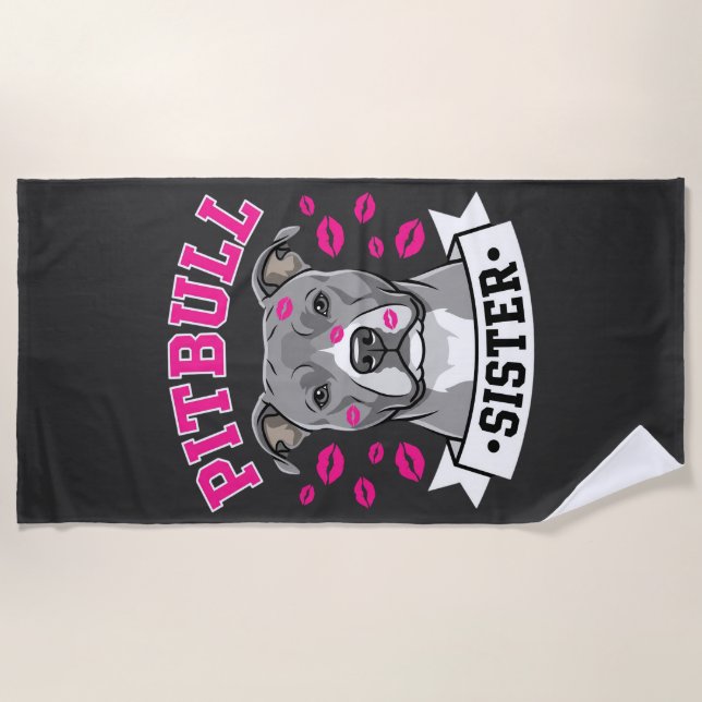 Toalla De Playa Diseño de vector de hermana de Pitbull amante de l (Anverso)