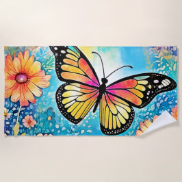 Toalla De Playa Diseño de vista de pulpo colorido