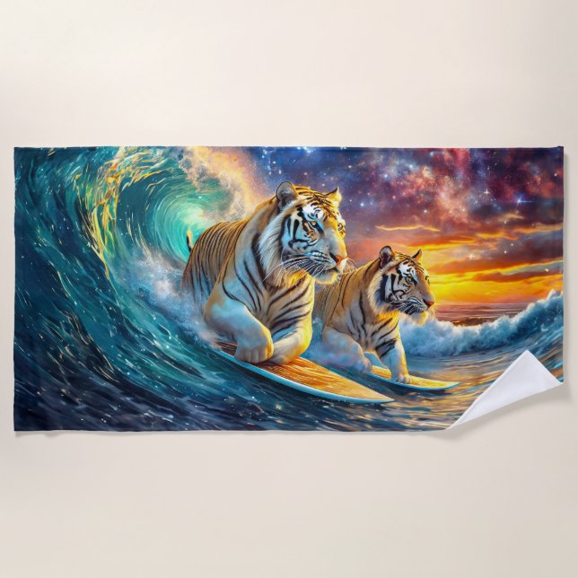 Toalla De Playa Diseño del espacio de surf Tigers por Rich AMeN Gi (Anverso)