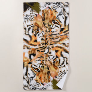 Toalla De Playa Diseño del espejo de la familia Tigers Couple Beac