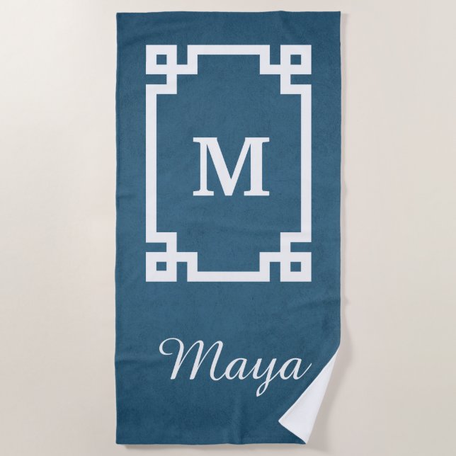 Toalla De Playa Diseño del monograma (Anverso)
