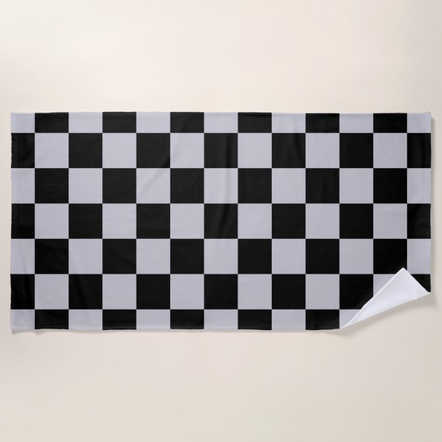 Toalla De Playa Diseño del patrón Ash Gray Gray Checker (Anverso)