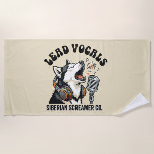 Toalla De Playa Diseño divertido de perro Husky vocal principal