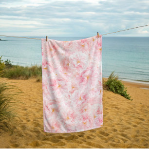Toalla De Playa Diseño elegante de patrones de flores de cerezo