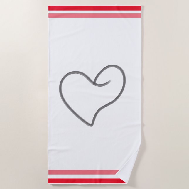 Toalla De Playa Diseño elegante en forma de corazón (Anverso)