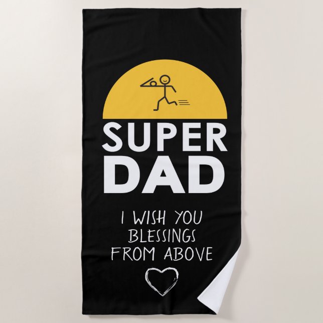 Toalla De Playa Diseño elegante "SUPER DAD" Deseos Personalizados (Anverso)