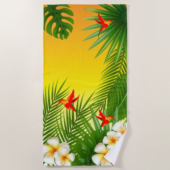 Toalla De Playa Diseño exótico de 🏝 Tropical Hummingbird (Anverso)