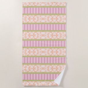 Toalla De Playa Diseño floral Pastel Rosa Tan Girly