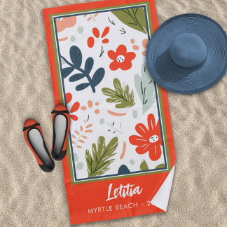 Toalla De Playa Diseño floral simple