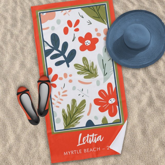 Toalla De Playa Diseño floral simple (Subido por el creador)